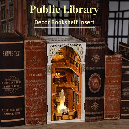 CCCDF Public Library Book Nook Kit, DIY Miniature House Kit for Adults - color: Public Library