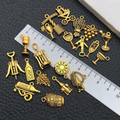 WOCRAFT 60pcs Antique Gold Wine Bracelet Charms for Jewelry Making Sets DIY Necklace Bracelet Keychain Crafting Charms Kit Craft Supplies (SN870) - color: Antique Gold, size: Wine Charms