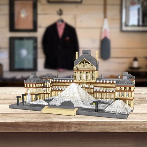 CSNRHG Paris Louvre Museum Model Building Blocks Set Micro Bricks World Famous Architecture Educational Toys for Kids Adults 3377 Piece Birthday - style: Louvre Museum