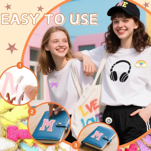 Chenille Letter Patches 134Pcs Self Adhesive Stickers for Clothes Backpacks - color: 134 Pcs Letter Patches