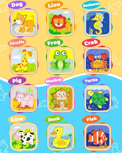 Benresive Wooden Toddler Puzzles, Montessori Toddler Toys for 1 2 Year Old - style: 12 PCS