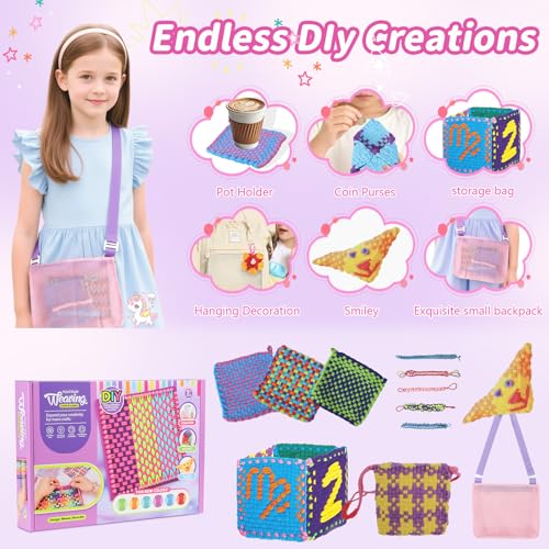 MOVATEK 328PCS Weaving Loom Kit with Friendship Bracelet Making Kit, 12 Colors Loom Loops, DIY Craft Kits, Bracelet & Coaster Weaving Making Kit
