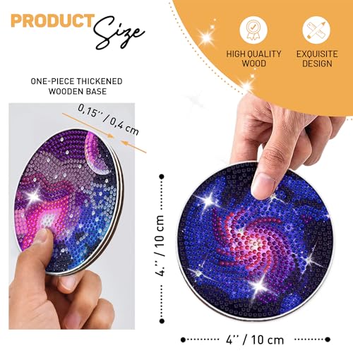 8 pcs Diamond Painting Coasters | Diamond Art Coasters | Galaxy and Nebula Diamond Art Painting | Perfect Art Craft Gift for Galaxy Lover, Dad, Mom, Grandparents, Brother, Sister. - color: Galaxy