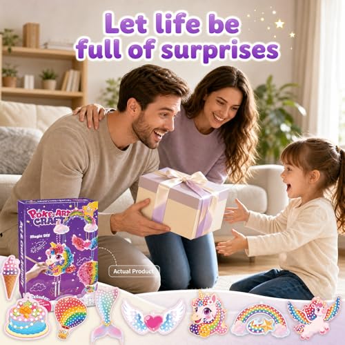 Juloviy Poke-in Art, DIY Poke Art Craft Kit for Kids Ages 6+, Fabric Poking Set with Wind Chime Decorations, Mess-Free Creative Toy for Children