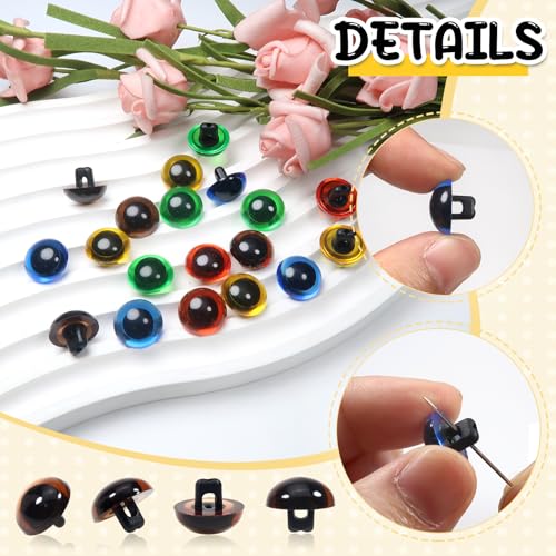 TOAOB 20pcs Sew On Safety Eyes Buttons 10.5mm 5 Colors Plastic Mushroom Domed Sewing Crafting Eyes for DIY Stuffed Animals Amigurumis Crochet Doll Making - size: 10.5mm