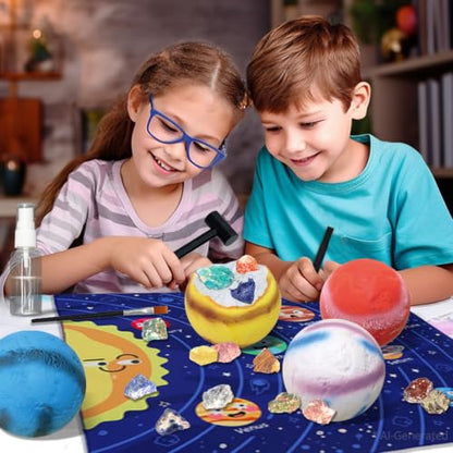 PIBEX Space Explore Gemstone Dig Kit, 30 Rocks & Minerals, 6 Planets - size: 6 Planets (30 Stones)