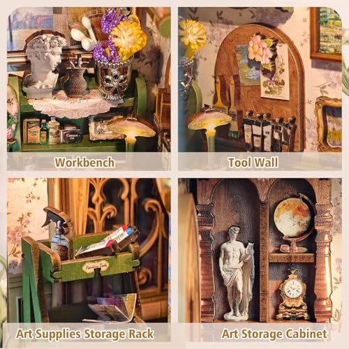 Monet's Studio Book Nook Kit, DIY Miniature House Kit with LED Light - color: Monet's Studio