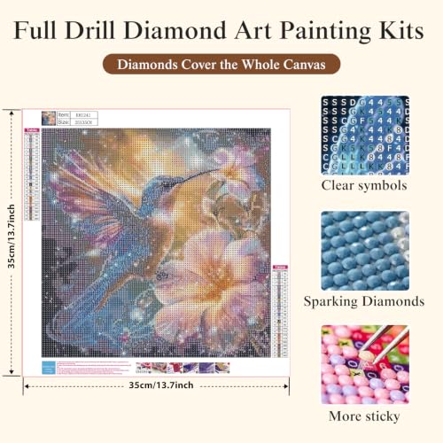 Diamond Art Kits for Adults,Hummingbird Flower Diamond Painting Kit - color: KM1241-1