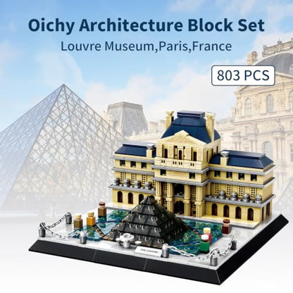 Oichy Louvre Museum Building Blocks Paris Iconic Architecture Building Set - color: Louvre Museum Set