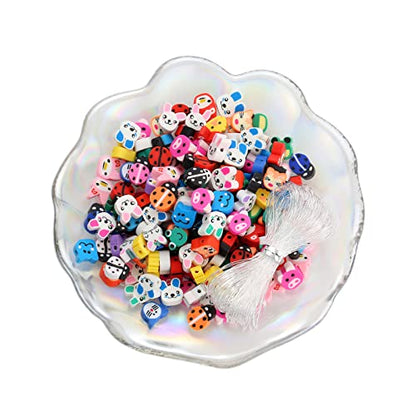 100pcs Animal Polymer Clay Spacer Beads for Women Jewelry Making DIY Bracelet Necklace Earrings Accessories (Animal) - color: Animal