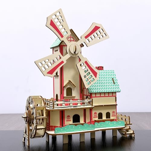 Log Cabin 3D Wooden House Puzzle,DIY Mini Building Model Kit，015 - color: 015