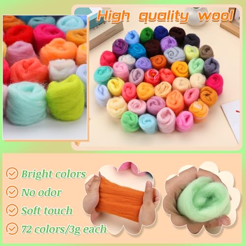 IMZAY Needle Felting Kit, 72 Colors Felting Wool Kit Wool Roving - size: Small+
