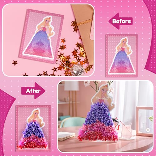 JMMICO Poke in Pro Art Kits for Girls, Easter Gifts for Kid's Ages 4-8, 15 PCS Princesses & Decors, DIY Princesses Craft for Kids, Birthday Gifts for 4 5 6 7 8 9 10 Year Old Girls & Boys