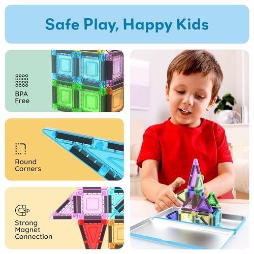 PicassoTiles Magnetic Tiles 30pc Nano Building Construction Set Compact Mini Travel Magnet Tile Playset with Tin Storage Case STEM Educational Learning School Brain Toy Blocks Boys Girls Ages 3+ PN09 - color: 30 Pcs Nano With Tin Storage Case