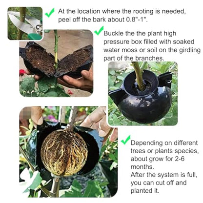 MIIIM 10 PCS Air Layering Propagation Kit with Zip Ties, Reusable Half Transparent Grafting Ball, Air Layering Pods Clear, Plant Rooting Grafting Box for Fast Propagation Plants (Medium) - size: Medium