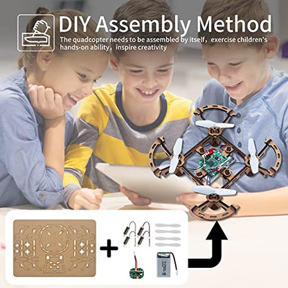 Diy Mini Wooden Drone RC Quadcopter Building Kits for Kids or Beginner,School Educational Science Kits Remote Control for Boys and Girls and Teens(Ages 5-7, 5-9, 8-12, 10+) gkfescc XYQ-1