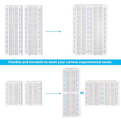 4PCS Breadboards Kit Include 2PCS 830 Point 2PCS 400 Point Solderless Breadboards for Proto Shield Distribution Connecting Blocks