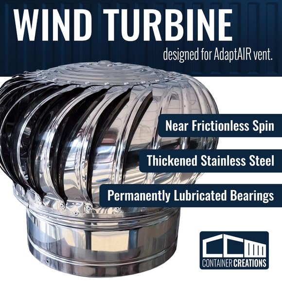 40ft Shipping Container Roof Vent System: (2) Whirlybird Wind Turbines, (2) Roof Vent Adapters, PLUS (20) 2.5" Sidewall Vents | No-Weld Vent for 3.5" Corrugation for Container Roof | Stop Condensation - size: 40ft Vent System