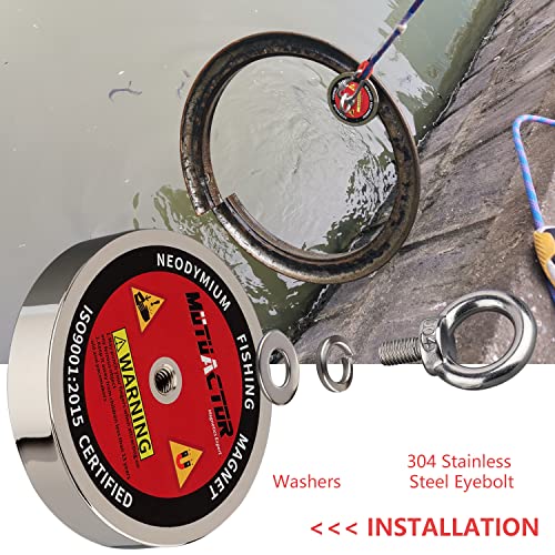 MUTUACTOR Fishing Magnet Kits Heavy Duty,1400lb Φ4.21'' Super Strong Noedymium Rare Earth Magnets with 65Ft Rope,Anti-Slip Gloves,Waterproof Bag,Plastic Scraper for Retrieving Treasure in Rivers - style: 1400lb Magnet--Φ 4.21"