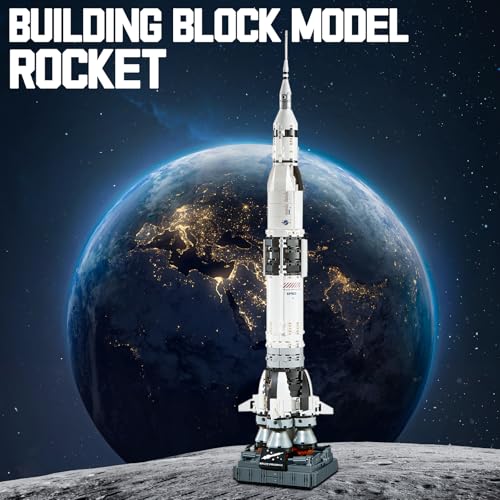 Saturn V Space Rocket and Vehicles Building Blocks Set,613 Precision Space Shuttle Building Block Toys Gifts for Adults - style: space rocket