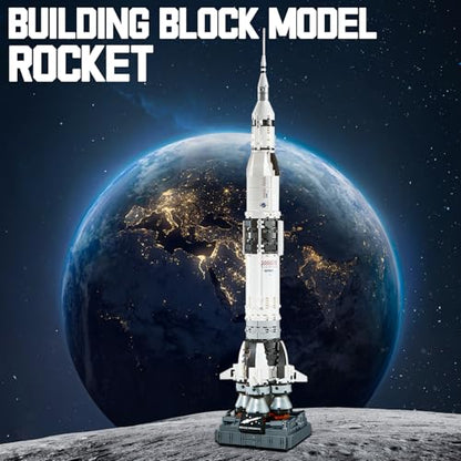 Saturn V Space Rocket and Vehicles Building Blocks Set,613 Precision Space Shuttle Building Block Toys Gifts for Adults - style: space rocket