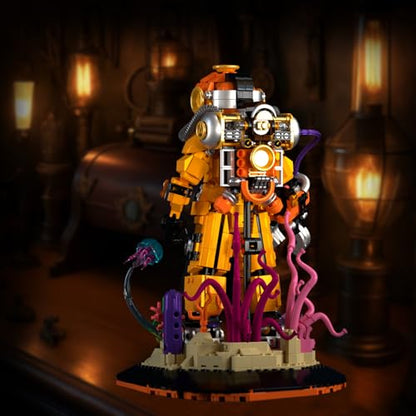 Steampunk Diver Building Set for Adults, Deep Sea Diving Explorer Model, Cool Diver Robot Collectible Display Model, Creative Building Toy Gifts (1287 Pieces