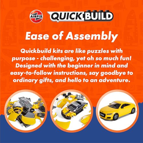 Airfix J6026 Quickbuild Plastic Model Car Kits - Lamborghini Aventador - Yellow - Easy Assembly Snap Together Model Kit, for Adults & Kids to Build, Sports, Building Toys Set