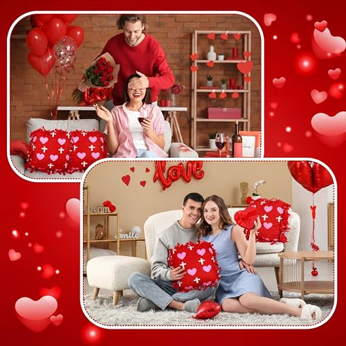 Chunful 6 Sets Valentine's Day Tied Pillow Craft Kit for Adults DIY Heart Religious Cross Pillow Craft Gifts for Valentine's Day Party Decor VBS Favors Giveaways - style: Valentine's Day