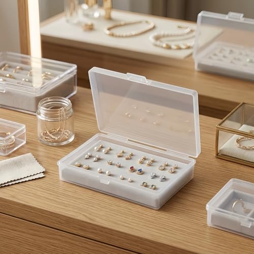 LJY 12 Clear Plastic Boxes, 5.3 x 3.1 x 1.2 in for Office Supplies - color: Transparent, size: 5.3 x 3.1 x 1.2 inch