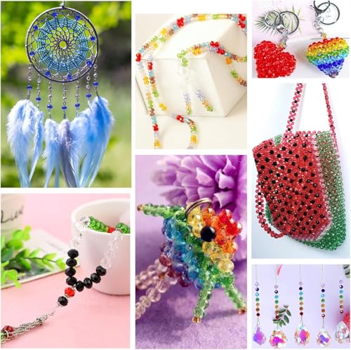 1000 Pcs Rondelle Faceted Glass Beads Crystal Glass Beads for Jewelry Making 4/6/8mm Faceted Briolette Rondelle Bead with Container for Earrings,Necklaces,DIY Beading Projects (Mix) - color: mix