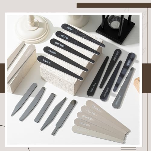 Honoson 25 Pack Hobby Model Polishing Hand Files Tool Set 5 Pcs #10000 Grit Glass Polishing Files and 20 Pcs Sanding Sticks Tool for Metal Wood Model Craft(Low Grits Rating,Teardrop Style) - style: teardrop Style