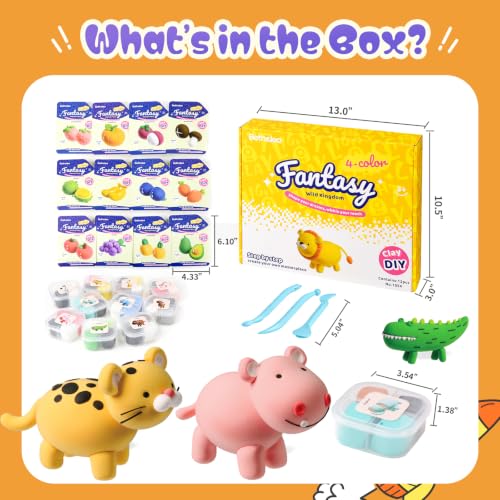 Both idea Air Dry Clay Kit Air Clay Kit Air Dry Clay Kits for Kids Air Clay Craft Clay Set Molding Foam Soft Air Dough Clay Craft for Classroom DIY Projects Brthday Gifts Party - style: Wild Kingdom