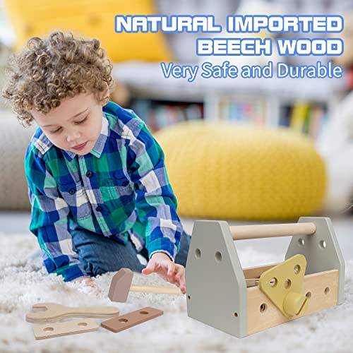 Montessori Wooden Tools Kit Toddler Educational Toy Set - color: Yellow