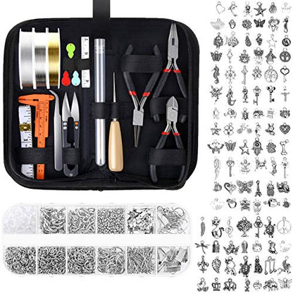 Audab Jewelry Making Kit with Tools, Wires, Charms and Findings for Jewelry Making and Repair