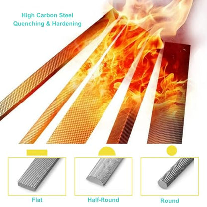 warmtree 6 Piece Metal Needle File Set - 4-inch,Carbon Steel Files for Metal, Wood & Jewelry | Includes Flat, Warding, Square, Triangular, Round, and Half-Round Files - size: 4 Inch