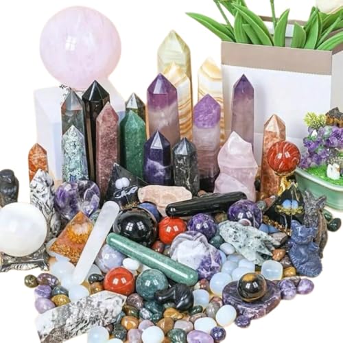 1-6lb Crystal Mystery Box - Surprise Selection of Healing Stones, Worry Stones, Raw Crystals & More (4lb) - size: 4lb