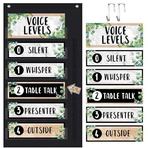 Funrous Eucalyptus Voice Level Classroom Pocket Voice Chart Classroom Decor - style: Eucalyptus