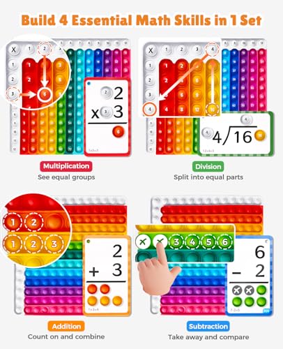 JoyCat 288 Math Flash Cards & Leanring Chart, 4 Operations, Ages 4-8