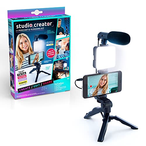 Canal Toys New Studio Creator Podcast & Vlogging Kit – Record Your own podcasts and Vlogs Like Your Favorite influencers! Fold-up Tripod, LED Light & Microphone. Ages 8+ - style: Podcast & Vlogging Kit