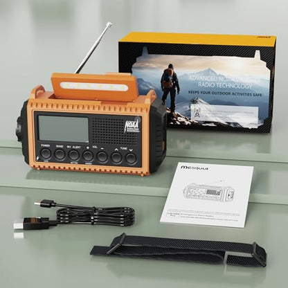 NOAA Weather Alert Radio, 5000mAh Solar Hand Crank Emergency Radio - color: Wax Yellow