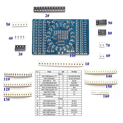 ISolderStore Soldering Practice Kit 4 Kits SMD SMT Kit DIY Electronic DIY Kits Soldering Project Soldering Training Board All in One - size: SMD D-4PCS
