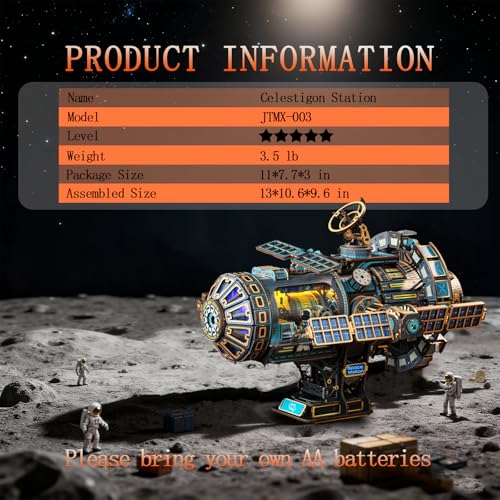 YSWOOD WORLD 3D Wooden Puzzles for Adults Black Space Station DIY Model Kit
