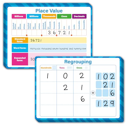 8 Packs Place Value Whiteboards, Double Sided Dry Erase Card Writable and Erasable Math Learning White Board for Kids, Students, Classroom and Home (Each Measures 12” x 9”) - color: Place Value Whiteboards-a