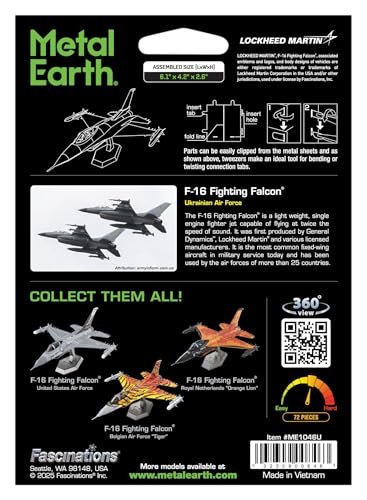 Metal Earth F-16 Fighting Falcon Ukrainian Air Force 3D Metal Model Kit Fascinations