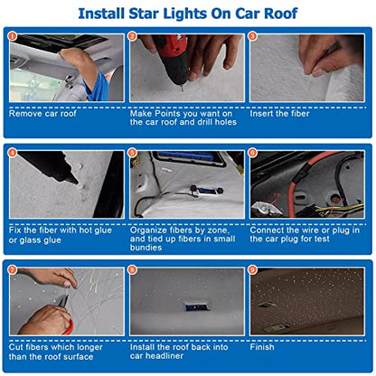 AMKI 16W 600pcs 0.03in 9.8ft Starlight Headliner Kit Twinkle+Sound Activated,Pure White Meteor Shooting Star APP/Remote Control RGBW Fiber Optic Starlight Box for Car Home Star Ceiling Decor - size: 696pcs*0.03in*9.8ft