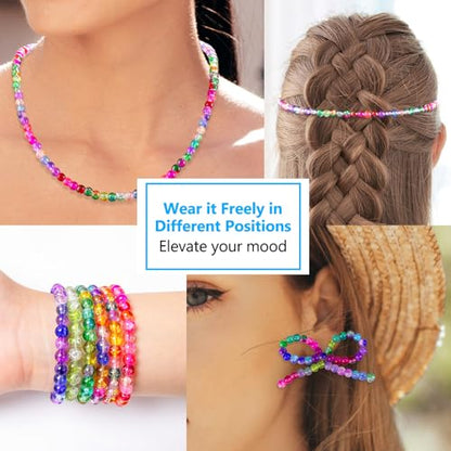 XSEINO About 7200pcs 144 Colors 6mm Crackle Glass Beads Bracelet Making Kit - color: All 6 Series
