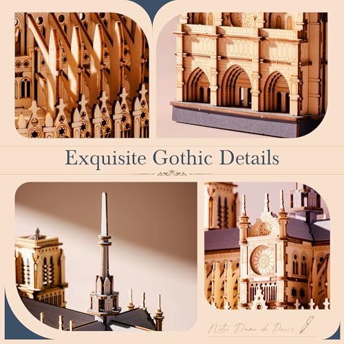 3D Wooden Puzzle for Adults — Notre Dame de Paris Cathedral Model Building Sets, DIY Craft Kits, Unique Gift and Home Decor for Architecture Enthusiast (330PCS)