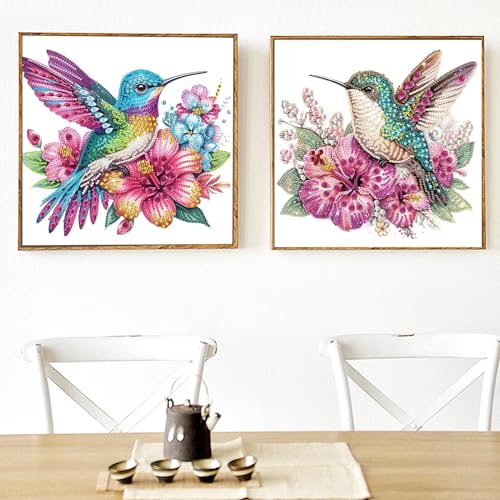 JATOK 2 Pack Diamond Art Kits for Adults, Hummingbird, 11.8 x 11.8 in - color: Lime