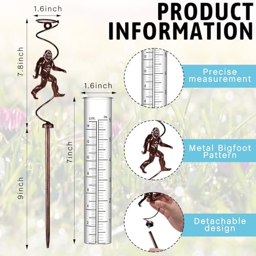 Relaxweex Rain Gauge Outdoor 7 Inch Large Metal Sasquatch Rain Gauges Decorative, Garden Lawn Yard Decor, Gardening Gifts for Weather Enthusiasts Pathway Decoration
