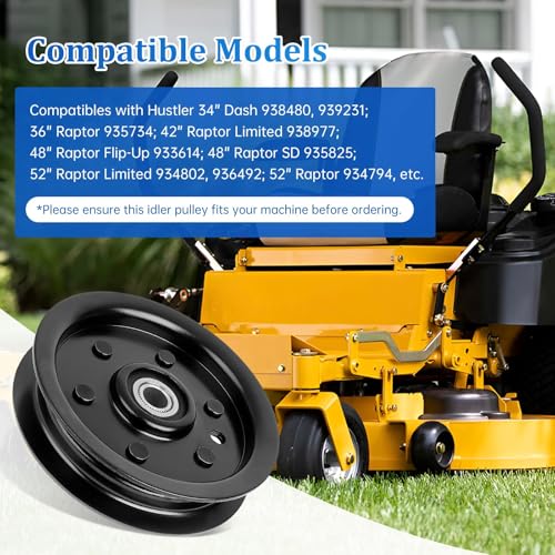 604219 Flat Idler Pulley Compatible with Hustler Dash 34" 42" Raptor 36" 42" 52" 54" Mower Deck, 126123 Idler Pulley Compatible with 939223 938498 938977 933614, Replaces Rotary 15211, 2P - size: 604219_2pc